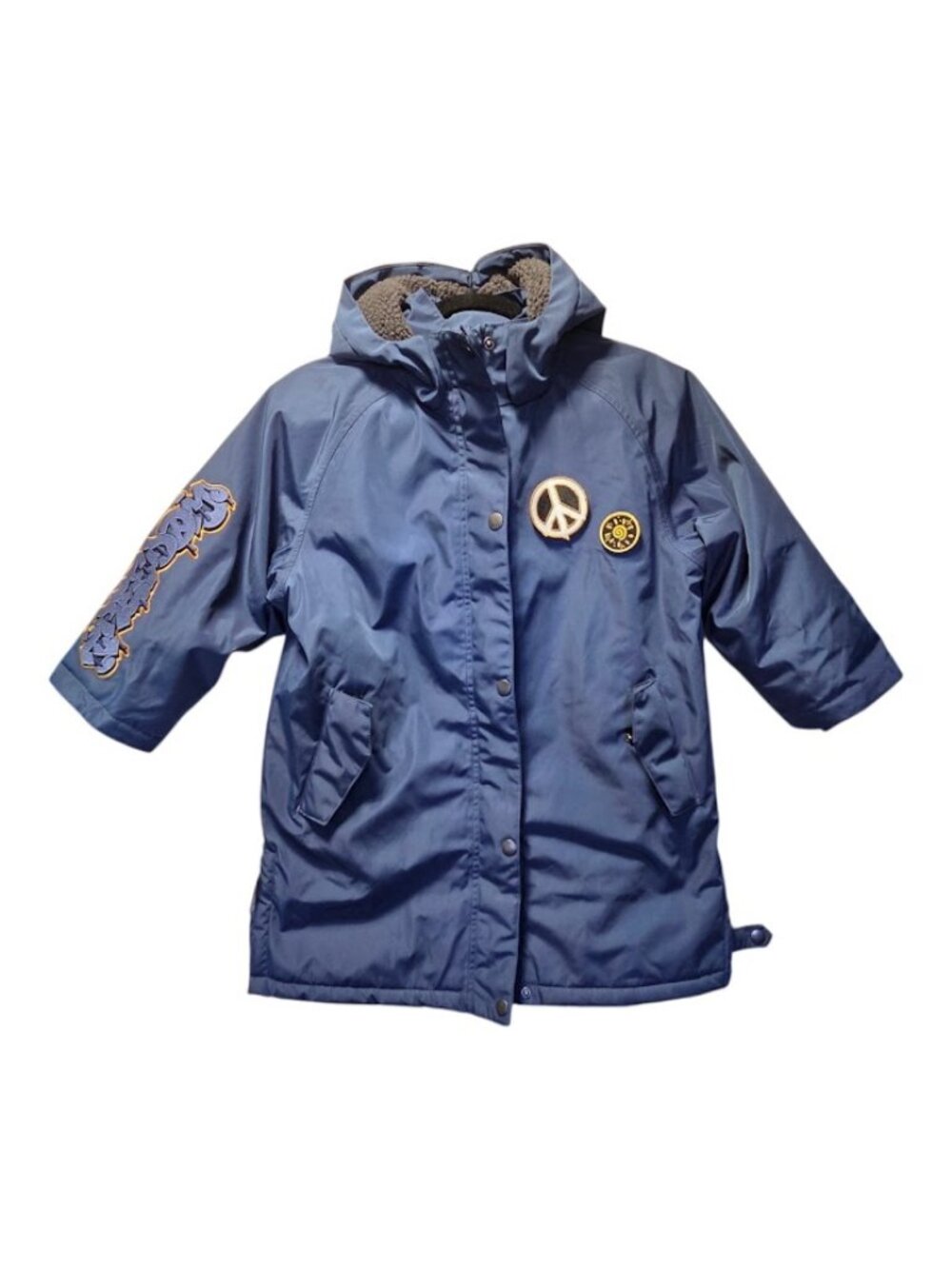 Molo Kids Parka Jacket,"Hollah" Sherpa Lined Dark Denim Blue, Size 128/7-8 Years